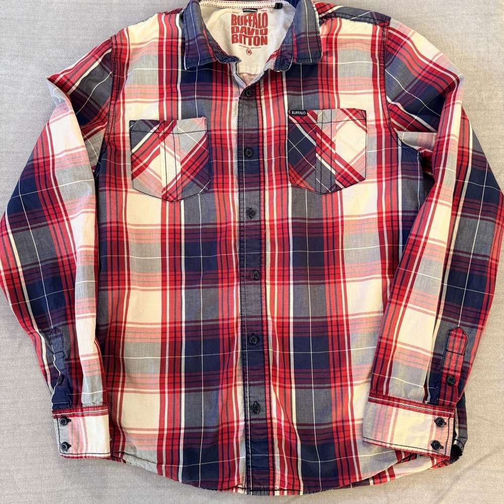 Buffalo David Bitton Plaid Flannel Style Shirt Mens M Button Down Americana
